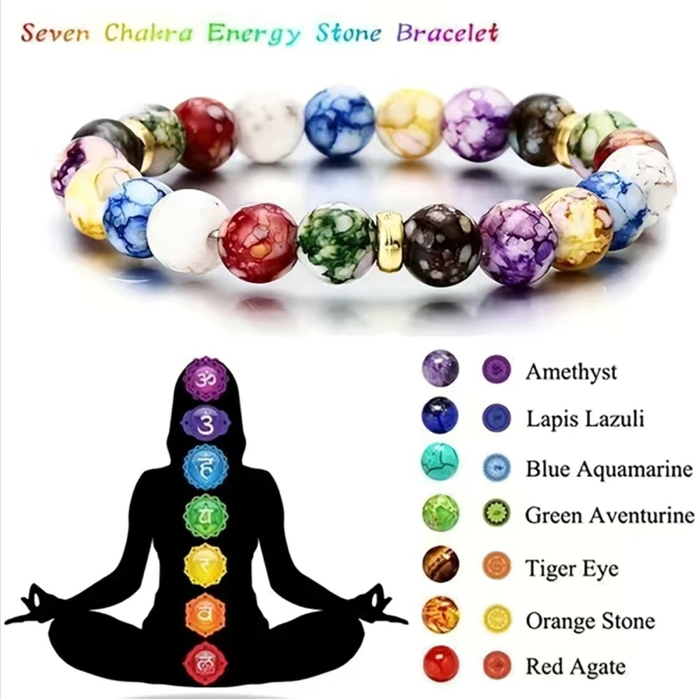 NEW! 1pc Agate Stone Colorful Yoga/Acrylic Bead Bracelet